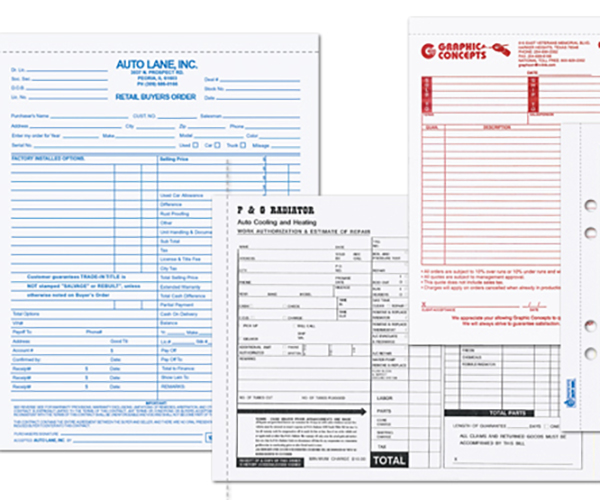Custom multi-part business forms printed offset