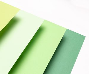 Close-up of colored paper used in kitting