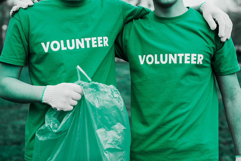 Volunteers in screen printed t-shirts