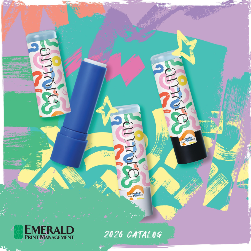 Personal care products catalog, featuring lip balm, hand sanitizer, etc